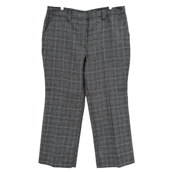 Worthington Women's Black Silver Metallic Plaid Straight Leg Pants Size 18P NWT - Picture 1 of 11